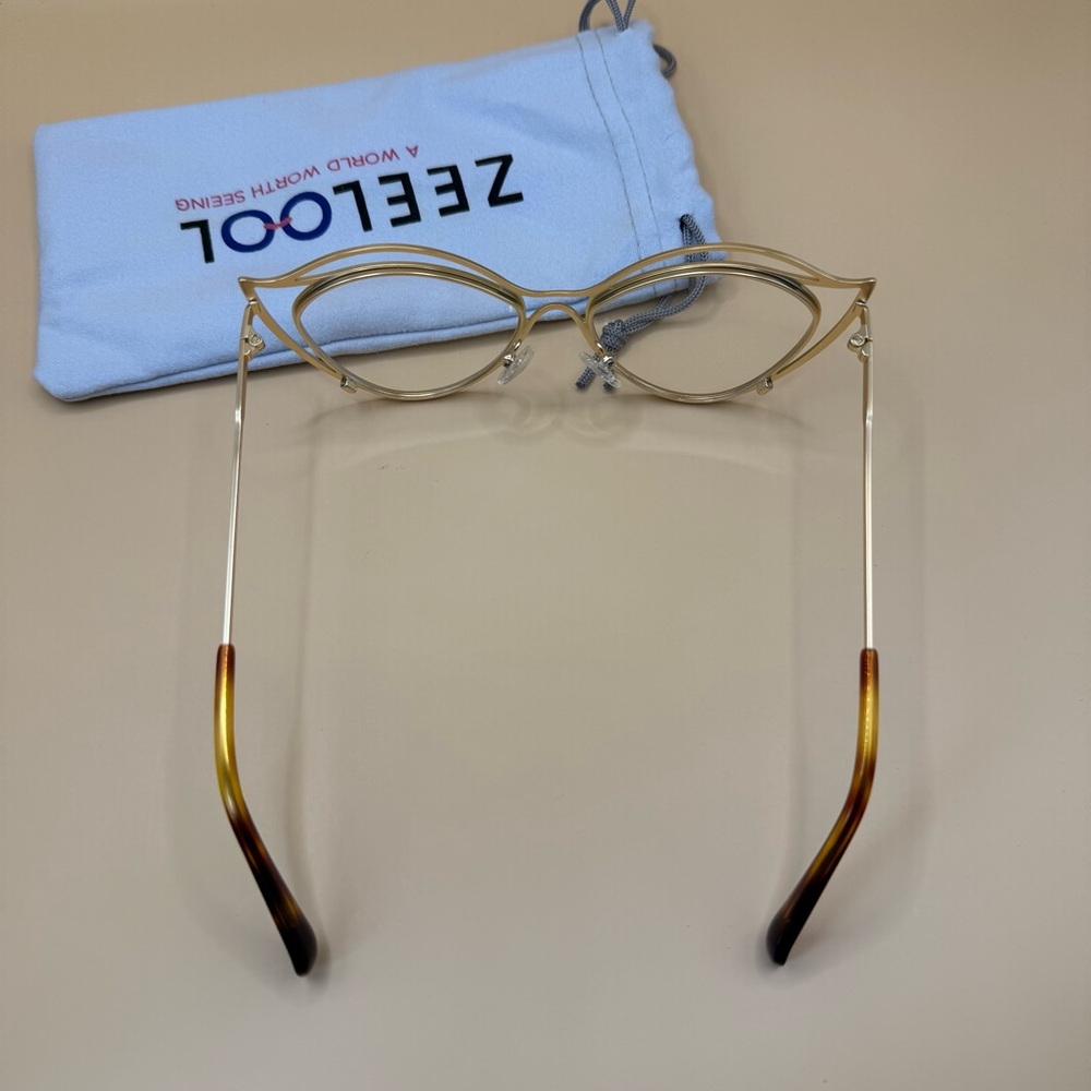 Zeelool Golden Cat Eye Glasses Frames, No prescription - Picture 6 of 6